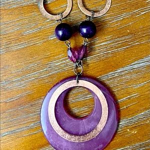 Purple Beaded Necklace w/Gold Metal Accents